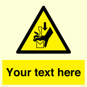 Custom warning hand crushing between press brake tool